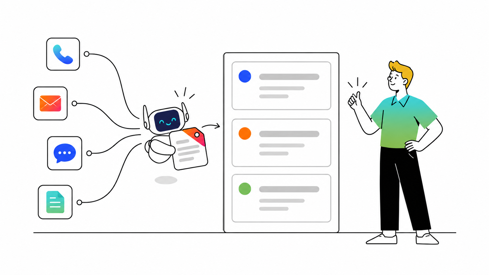 Calls, emails, messages and documents flow through Worknaut into one board of client cases